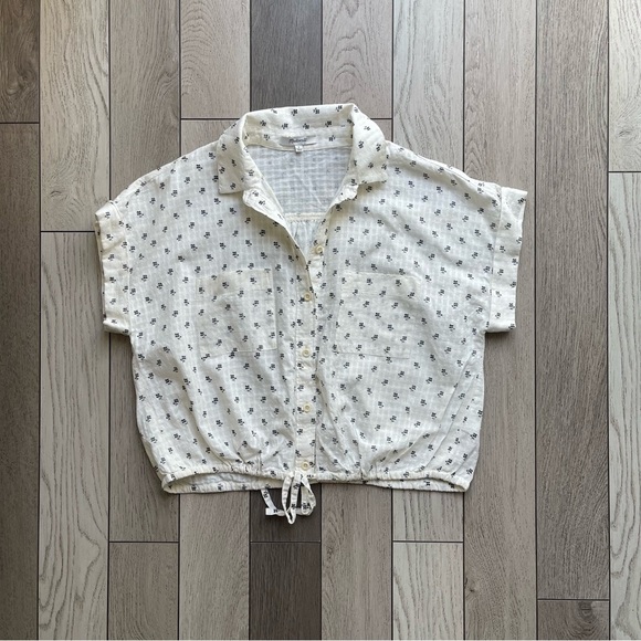 Madewell Tops - Madewell White and Black Crop Button Down Shirt